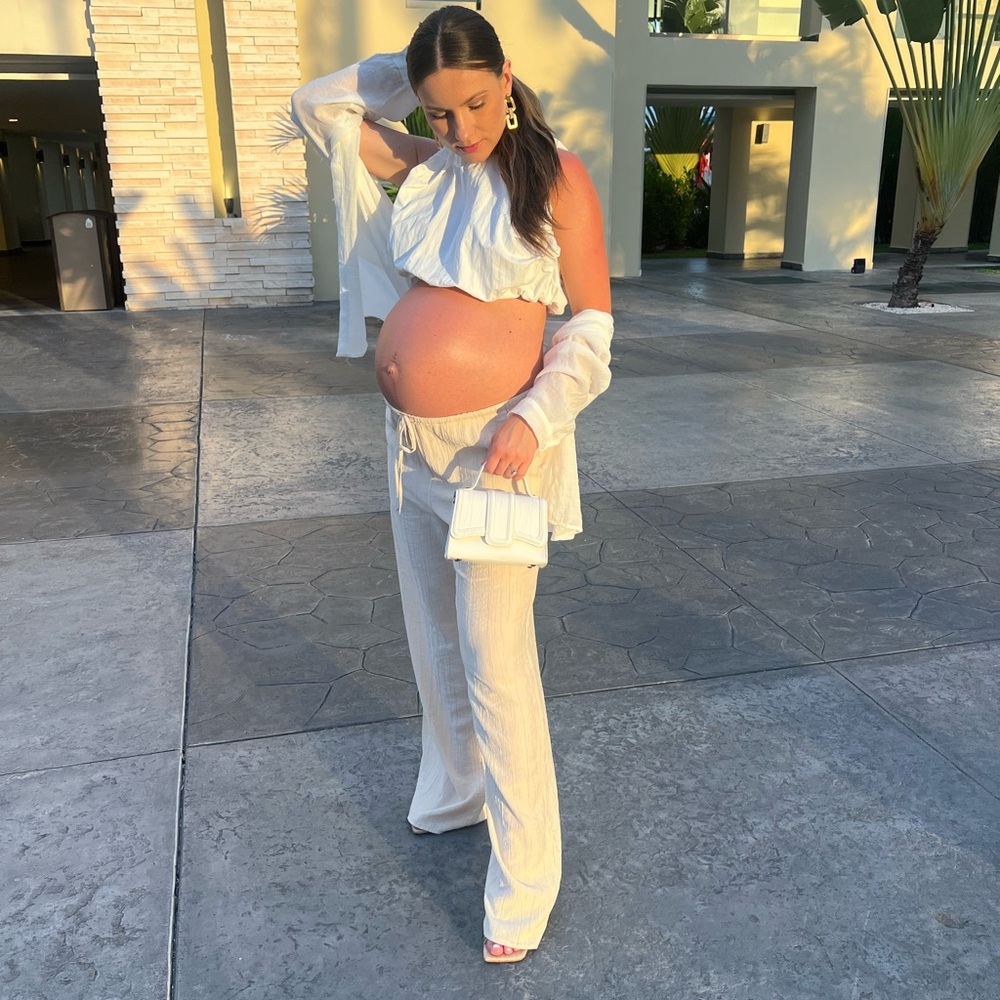 Zara Cream Wide Leg Maternity Jumpsuit